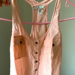 Button down silk top from Guess. Razor back.